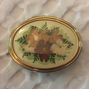Beautiful pressed under glass antique brooch